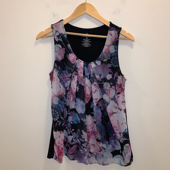 New York & Company Tops - New York & Company Purple & Blue Floral Blouse size M